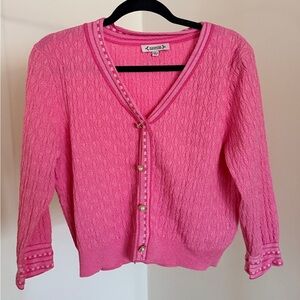 Pink Knit Button-Front Cardigan Sweater